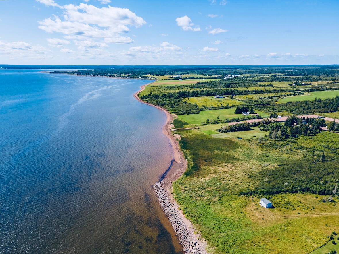 Aerial view of Hunter Beach Campground shoreline